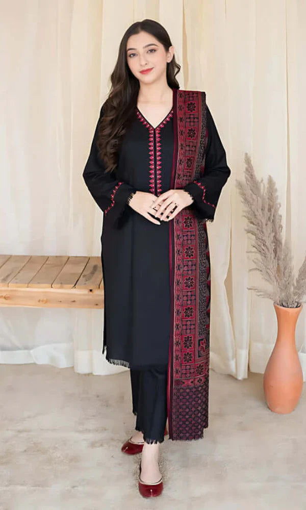 3PC Unstitched Embroidered Suit-AB37