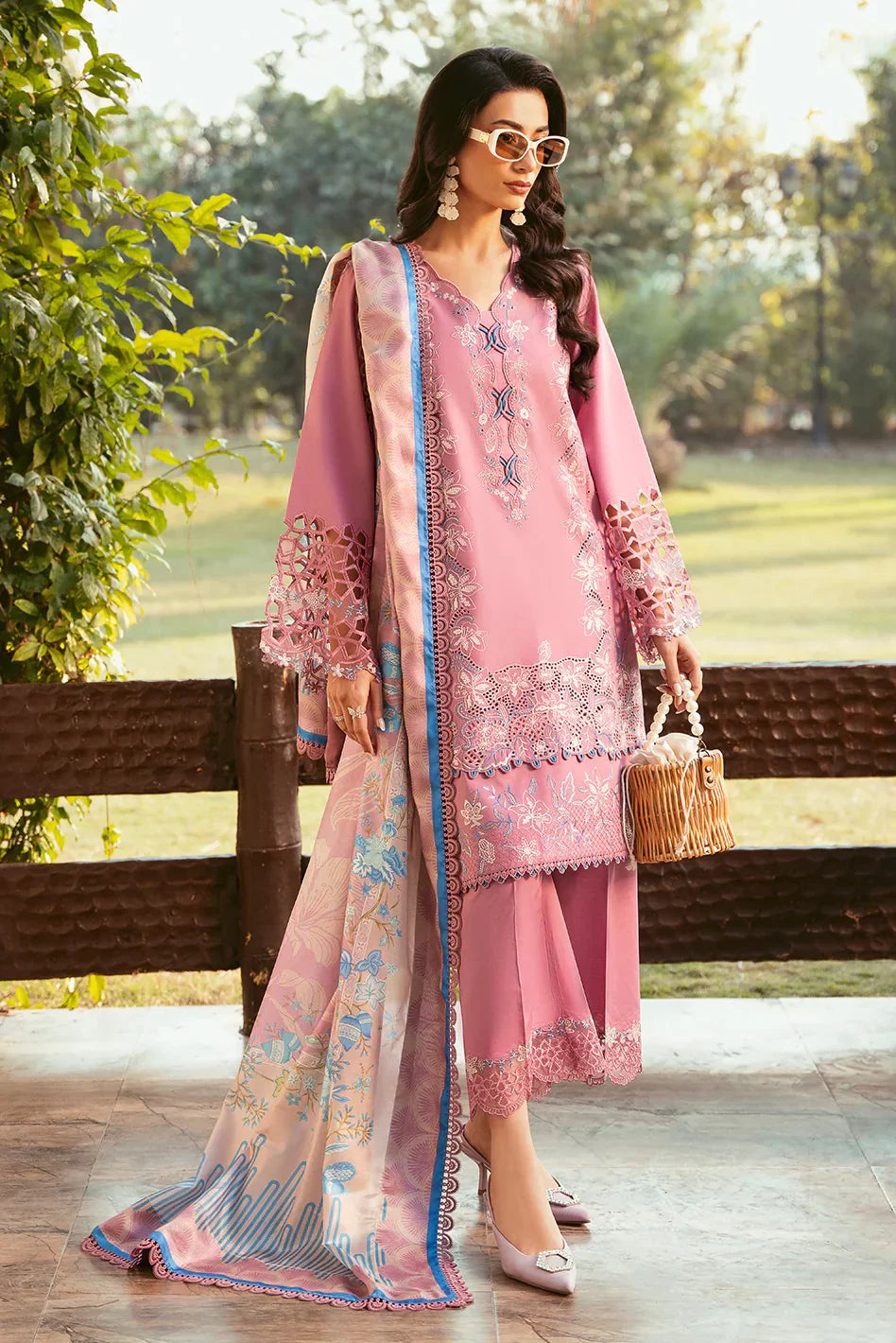 3 PC - EMBROIDERED DHANAK SUIT-AB142