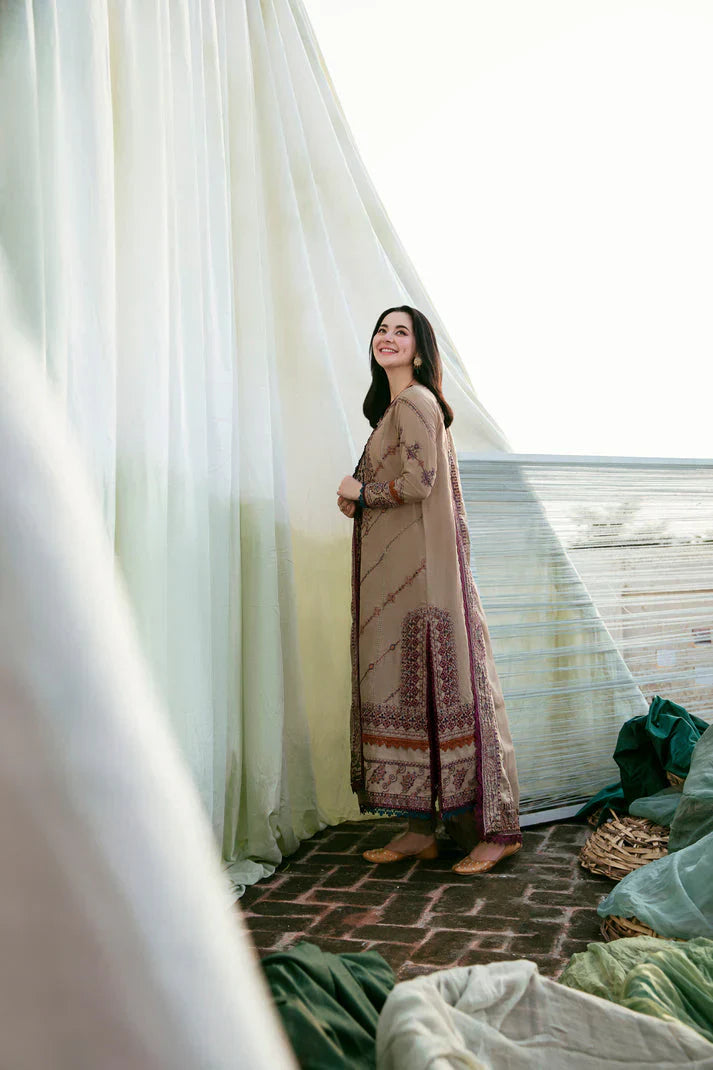 3 PC - EMBROIDERED DHANAK SUIT-AB145