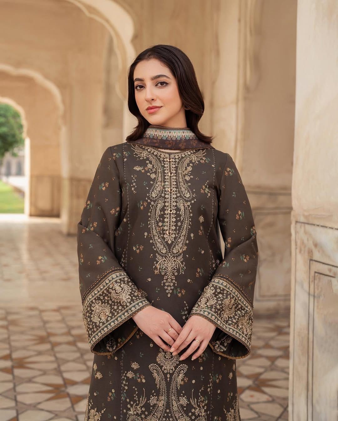 3 PC - EMBROIDERED DHANAK SUIT-AB155 (Copy)