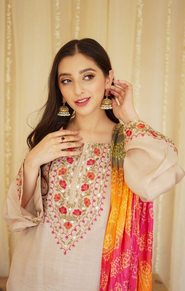 3PC Unstitched   Embroidered Suit-AB36