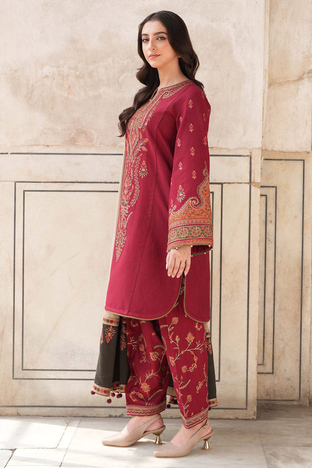 3 PC - EMBROIDERED DHANAK SUIT-AB158